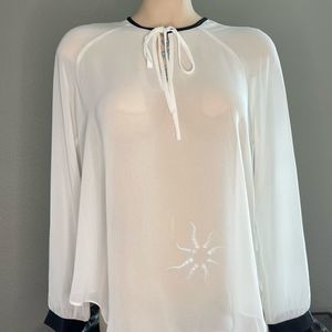Kenneth Cole New York White Pleated-Back Blouse PS/PP
